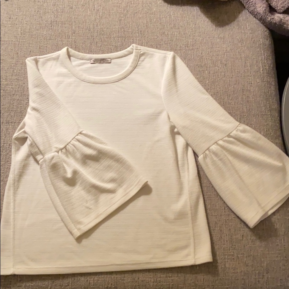 Zara White Flutter Sleeve Top